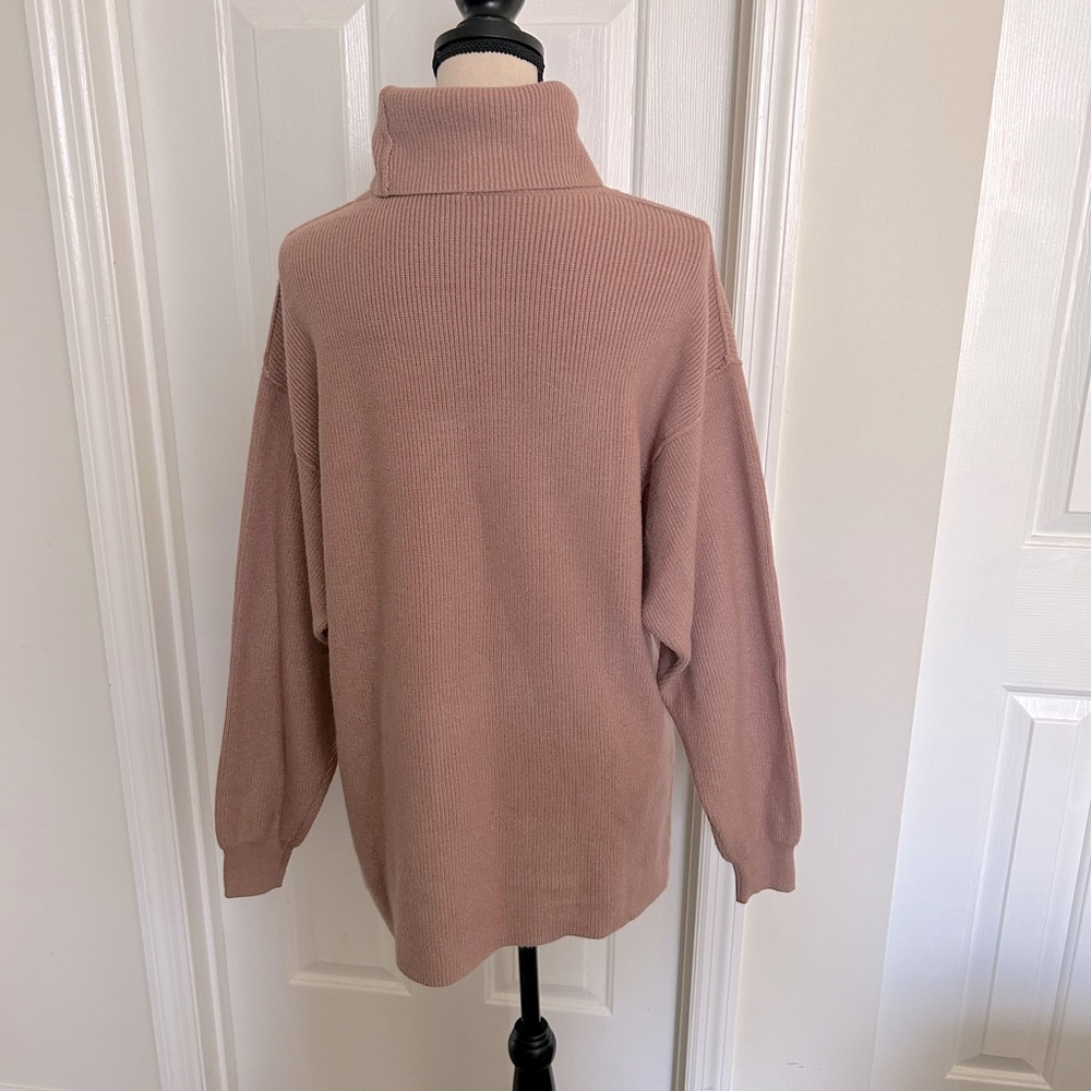 Free People Structured Knit Oversized Tunic Sweater in Dusty Mauve - Picture 8 of 13